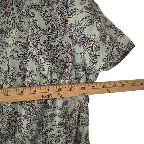 J. Jill Love Linen Blue and Purple Floral Paisley Short Sleeve Shift Dress M - Picture 7 of 9